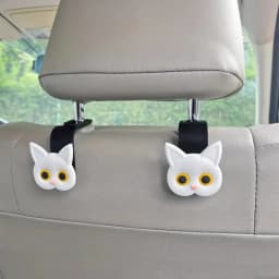 2pcs Adorable 3D Cartoon Cat Car Seat Headrest Hooks - Universal Vehicle Storage Organizer for Handbags, Purses, Coats - Cute Ca