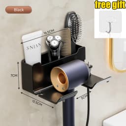 Hair Dryer Holder Wall Mounted Hair Straightener Dryer Hair Stand Bathroom Organizer Shelves Washroom Organization Shelves
