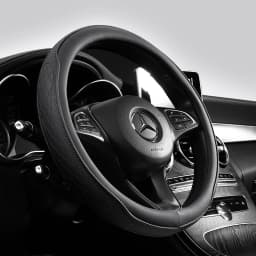 Napa Leather Perforated Patchwork Car Steering Wheel Cover, Non-slip, Breathable, Fits 14.5–15 Inch Steering Wheel Cover