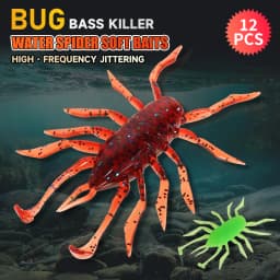 2023 Supercontinent 12Pcs/lot water spider Silicone Lures Worm 38mm/1.42g Fishing Lures Attractive Shrimp odor salt Wobbler