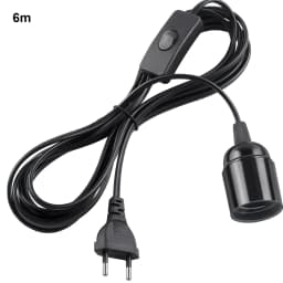 EU Plug 3.5m 6m Power Cord Cables E27 Lamp Base Holder With Switch Wire For Pendant Led Bulbs Fixture Hanglamp Suspension Socket
