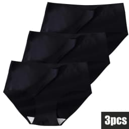 3Pcs Plus Size Underwear Women's Panties Ice Silk Solid Color Ladies Seamless Underpant Girls Briefs Breath Sexy Lingerie Female