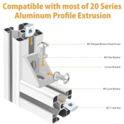 2020 Aluminum Profile Connector Set 20pcs Corner Bracket + 40pcs M5x8mm Hex Socket Cap + 40pcs 20 Series M5 T-slot Nuts