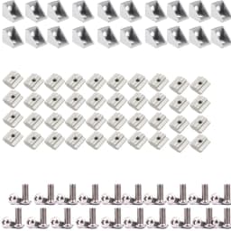 2020 Aluminum Profile Connector Set 20pcs Corner Bracket + 40pcs M5x8mm Hex Socket Cap + 40pcs 20 Series M5 T-slot Nuts