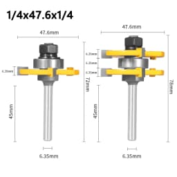 2Pcs 47mm Cove 1-7/8 T&G ASSEMBLY Cutter Router Bit Woodworking Milling Cutter For Wood Face Mill