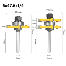 2Pcs 47mm Cove 1-7/8 T&G ASSEMBLY Cutter Router Bit Woodworking Milling Cutter For Wood Face Mill