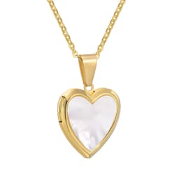 Vnox Women Locket Necklaces, Openable Heart Pendants, Stainless Steel Shell Photo Frame Necklace