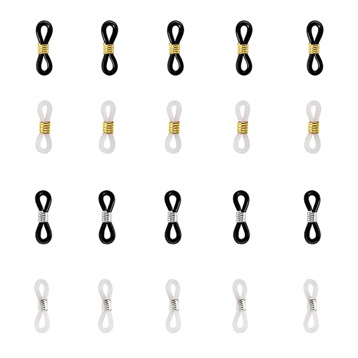 20pcs Eyeglass Chain Ends Adjustable Spring Rubber Ends Connectors for Eye Glasses Holder Necklace Chain DIY Jewelry Making
