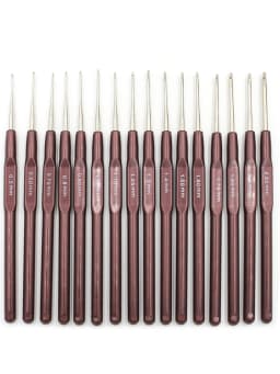 QJH Crochet Hook Set of 16 Plastic Handle Crochet Hooks Handle Knitting Needles Set Crochetings Knittings 0.5mm-2.5mm