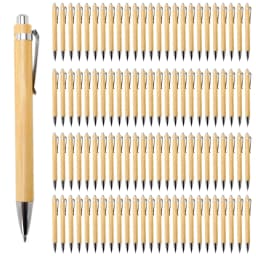 100Pcs Bamboo Wood Ballpoint Pen 1.0mm Bullet Tip Business Signature Ball Pen Office School Wrting Stationery HOT