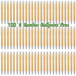 100Pcs Bamboo Wood Ballpoint Pen 1.0mm Bullet Tip Business Signature Ball Pen Office School Wrting Stationery HOT