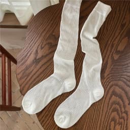 1 pair of spring and summer stacked socks Korean vertical striped long tube socks versatile solid color socks