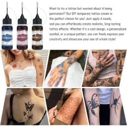 Long-Lasting Temporary Tattoo Inks with 3 Tattoo Stickers Kit, Freehand Painting Gel for Makeup Trend Party Tattoos for Face Bod
