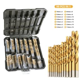 50/99pcs Titanium Coated High Speed Steel Drill Bit Set Hex Shaft Straight Spiral Twist Bits for Metal Wood Plastic Drilling