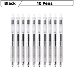 5 Pens 50 Refills Gel Ink Pen Set 0.5mm Black Ink Retractable Transparent Design Soft Grip Smooth Writing Office School Supplies