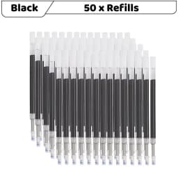 5 Pens 50 Refills Gel Ink Pen Set 0.5mm Black Ink Retractable Transparent Design Soft Grip Smooth Writing Office School Supplies