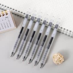 5 Pens 50 Refills Gel Ink Pen Set 0.5mm Black Ink Retractable Transparent Design Soft Grip Smooth Writing Office School Supplies