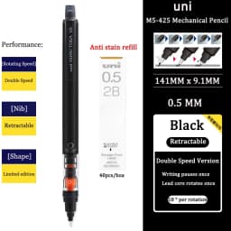 uni M5-452 Mechanical Pencil KURU TOGA Low Center Of Gravity Rotation ,0.5MM With HB/2B Lead Core Drawing Writing Stationery
