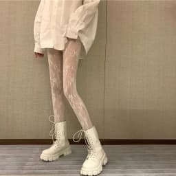 Sexy Black White Lolita Hollowed Lace Mesh Stockings Bottomed Pantyhose Japanese Goth Floral Rattan Tights Hot Classic Leggings