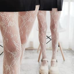 Sexy Black White Lolita Hollowed Lace Mesh Stockings Bottomed Pantyhose Japanese Goth Floral Rattan Tights Hot Classic Leggings