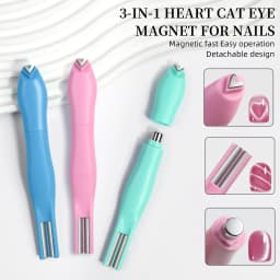 1Pcs 3-In-1 Heart Shape Cat Eye Nail Art Magnet Double Line Moon Snake French Magnet Pen for Magnetic Gel Polish Manicure Tools