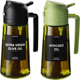 470 ML Oil Sprayer for Cooking, 2-in-1 Olive Oil Dispenser and Oil Bottle with Stickers, Thick Glass Spray Bottle