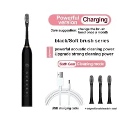 Electric Ultrasonic Toothbrush Six Speed Mode Home Soft Hair USB Charging Waterproof Adult Tooth Cleaner Automatic Couple Set-