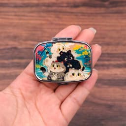 Black Cat Pill Boxes Cartoon Animal Sealed Subpackage Case Portable Travel Jewelry Box Mini Organizer Storage Medicine Case