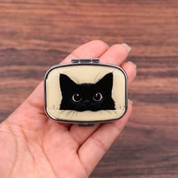 Black Cat Pill Boxes Cartoon Animal Sealed Subpackage Case Portable Travel Jewelry Box Mini Organizer Storage Medicine Case