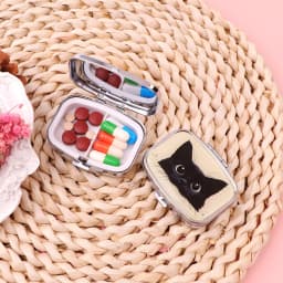 Black Cat Pill Boxes Cartoon Animal Sealed Subpackage Case Portable Travel Jewelry Box Mini Organizer Storage Medicine Case
