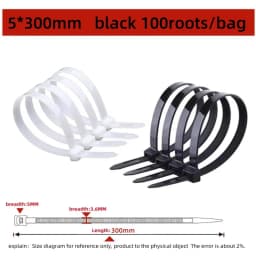100PCS Plastic Nylon Cable Ties Self-locking Cord Ties Straps Adjustable Cables Fastening Loop Home Office Wire Zip Ties