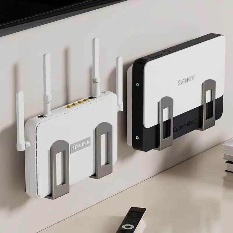 2pcs Home Router Storage Box Wall Artifact Set-top Box Wall-mounted Fixture Support Bracket Wifi Placement Rack For Living Room
