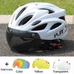 PJT Lightweight Breathable Bicycle Helmet With Magnetic Attraction Goggles Lens Bike Helmet Free Switching Adult Cycling Helmet