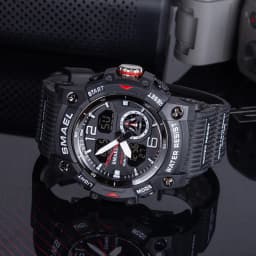 SMAEL Sport Watch Military Wristwatch for Men Alarm Stopwatch LED Digital Back Light Dual Time Display Waterproof Watch Men 8007