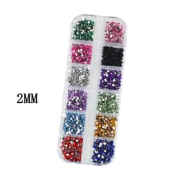 3000Pcs a Box Nail Art Flat Back Crystal Rhinestone 1.5mm 2.0mm Dazzling Diamonds Strass Manicure Tip 3D Decoration