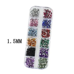 3000Pcs a Box Nail Art Flat Back Crystal Rhinestone 1.5mm 2.0mm Dazzling Diamonds Strass Manicure Tip 3D Decoration