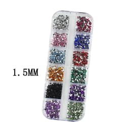 3000Pcs a Box Nail Art Flat Back Crystal Rhinestone 1.5mm 2.0mm Dazzling Diamonds Strass Manicure Tip 3D Decoration