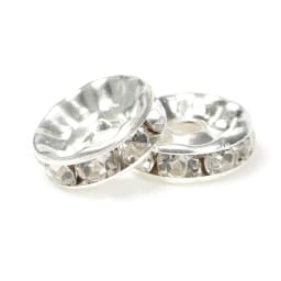 100pcs Silver Color Crystal Rhinestone Spacer Loose Beads Bracelet Beads for Bracelet Necklace Jewelry Making DIY Components