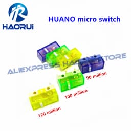 10Pcs HUANO Transparent Green Yellow Purple micro switch 90 / 100 / 120 million click lifespan computer mouse microswitch button
