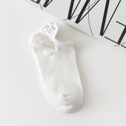 5 Pairs Cute White Socks Women Embroidered Short Ankle Socks Coffee Rabbit Bear Bowknot Love Heart Expression Cotton Boat Socks