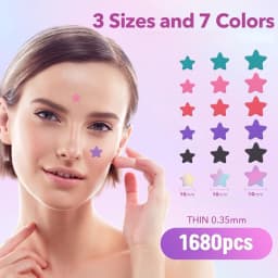 1680 Pimple Patch - Gentle and Non-Irritating, Covers Acne and Blemishes - 280 Star Shape Multi-Color Concealer Patches Daily Fa