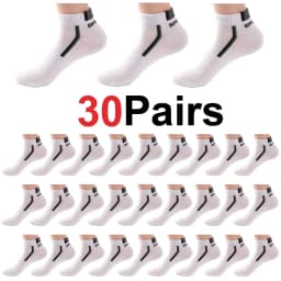 30Pairs Men Socks Mesh Breathable Short Casual Socks Color-block Sports Sock Sports Socks Absorb Sweat Ankle