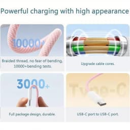 60W PD Nylon Braided USB-C to USB C Fast Charger Cable For iPhone 17 16 15 /Pro Max Compatibility Samsung Type C Fast Charging