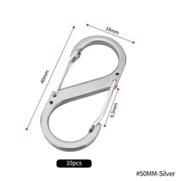 10Pcs S Type Mini Keychain Hook Stainless Steel Carabiner With Lock Anti-Theft Outdoor Camping Backpack Buckle Key-Lock Tool