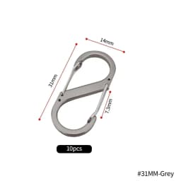 10Pcs S Type Mini Keychain Hook Stainless Steel Carabiner With Lock Anti-Theft Outdoor Camping Backpack Buckle Key-Lock Tool