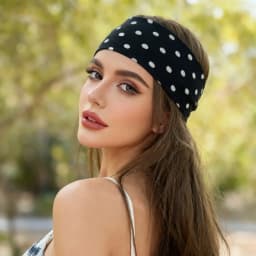 Y2K Retro Boho Breeze Wind Dot Stretch Women's Hairbands Korean Ins Fashion Wide Headbands Yoga Sports Dating Hair Accessories
