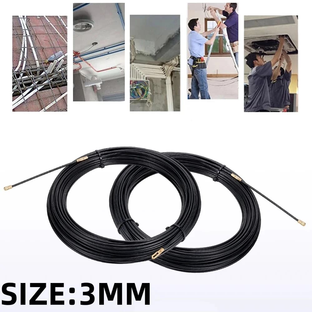 3mm 5M-40M Nylon Cable Puller Electrician Tape Conduit Ducting Wall Wire Threader Fish Guide Electrician Pushing Tape