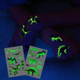 10 Sheets Luminous Dinosaur Temporary Tattoos, Waterproof Glow In The Dark T-Rex Pterosaur Velociraptor Triceratops Stegosaur De