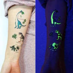 10 Sheets Luminous Dinosaur Temporary Tattoos, Waterproof Glow In The Dark T-Rex Pterosaur Velociraptor Triceratops Stegosaur De