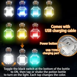 MC Game Night Light Change Color Liquid Medicine Bottle Model Pixel Wind Peripheral Toy Rechargeable Led Light for Room decorate